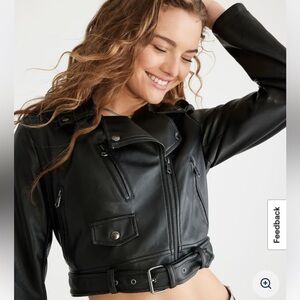 Black Cropped Leather Jacket